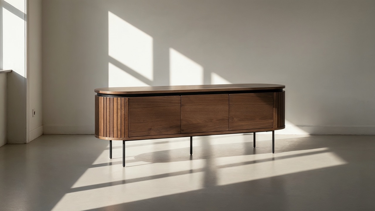 Tv-benk 'Kärra' - Valnøtt/Sort