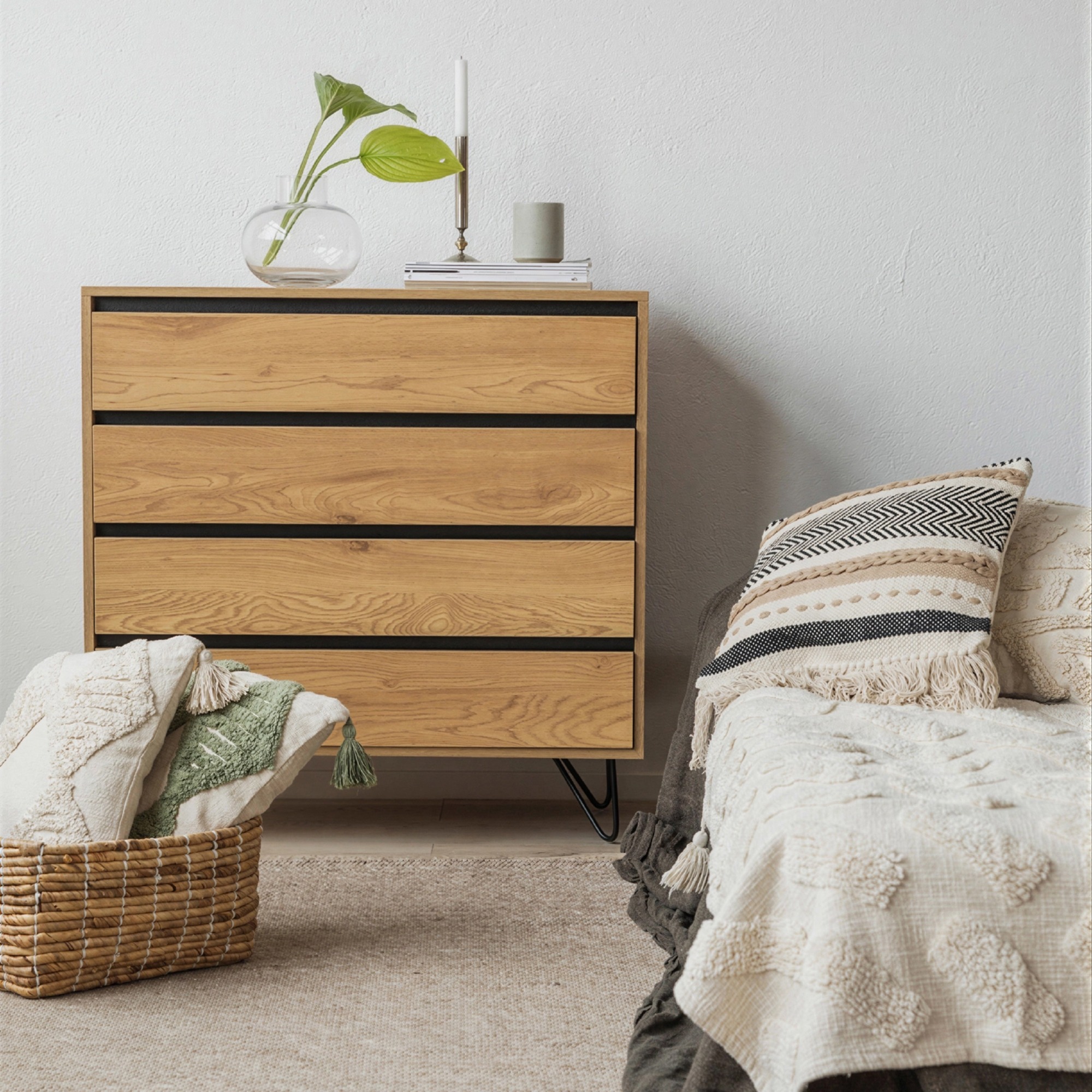 Kommode 'Elle' 90x90 - Eik/Svart