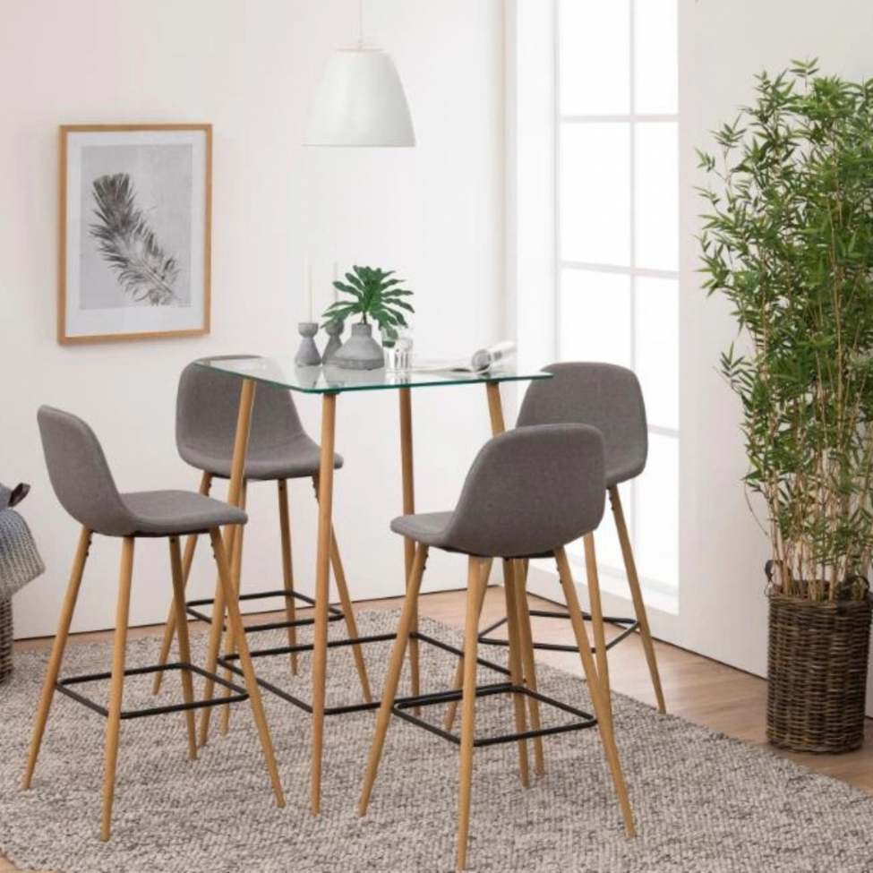 Barstol 'Soller' - Naturlig/Lys grå