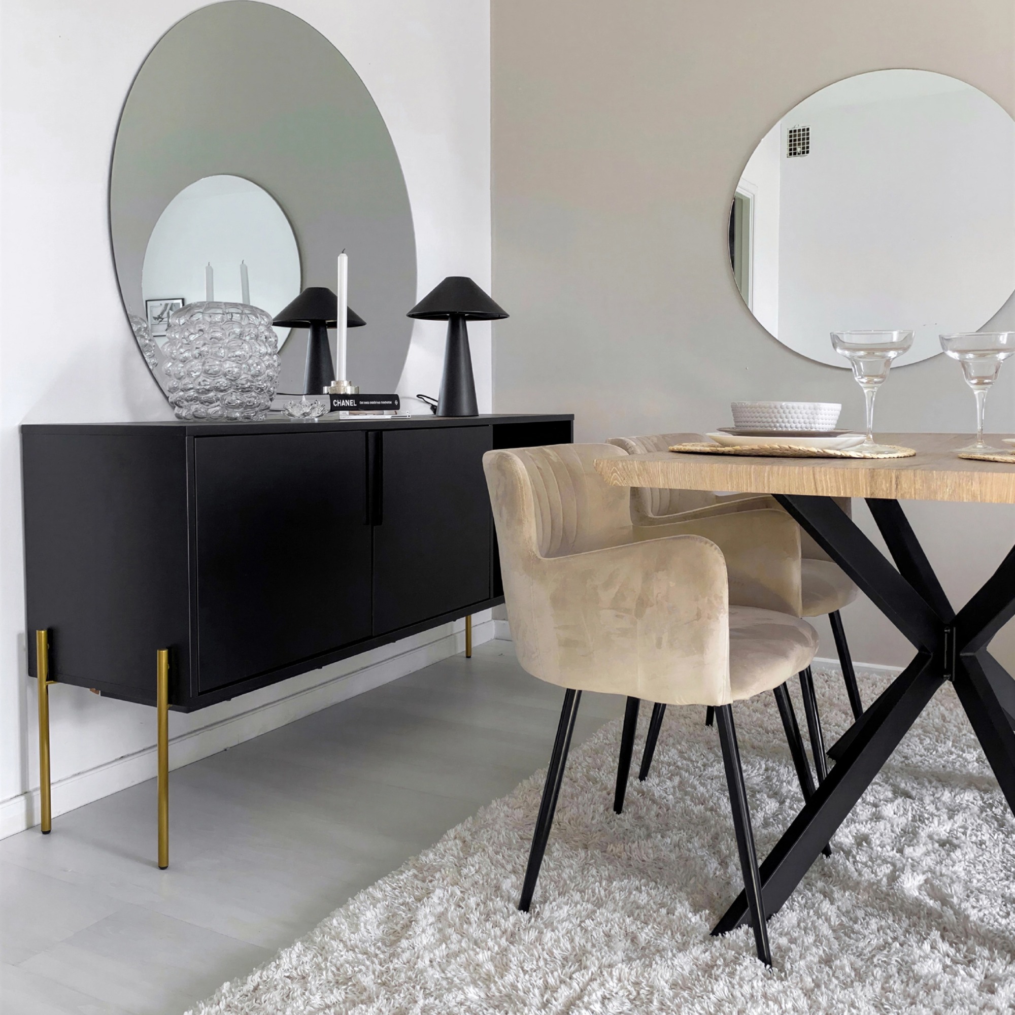 Sideboard 'Frölunda' - Svart/Gull