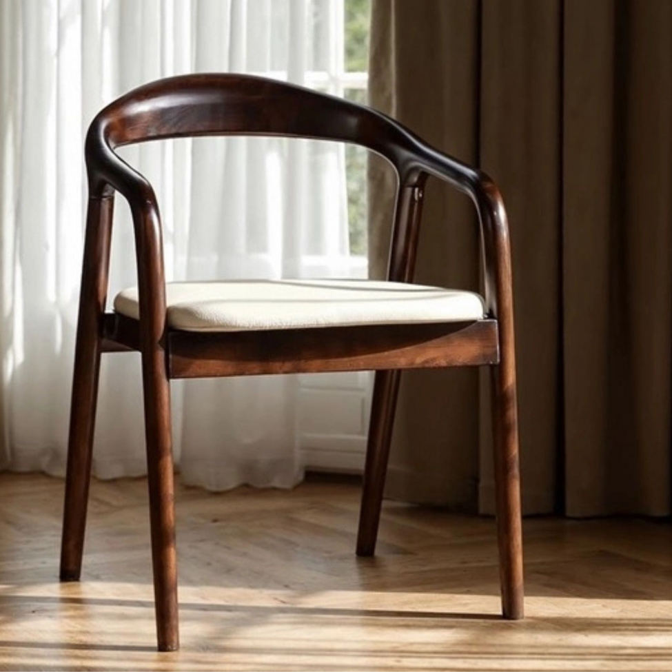 Lenestol 'Aspa' - Mørkebrun/Beige