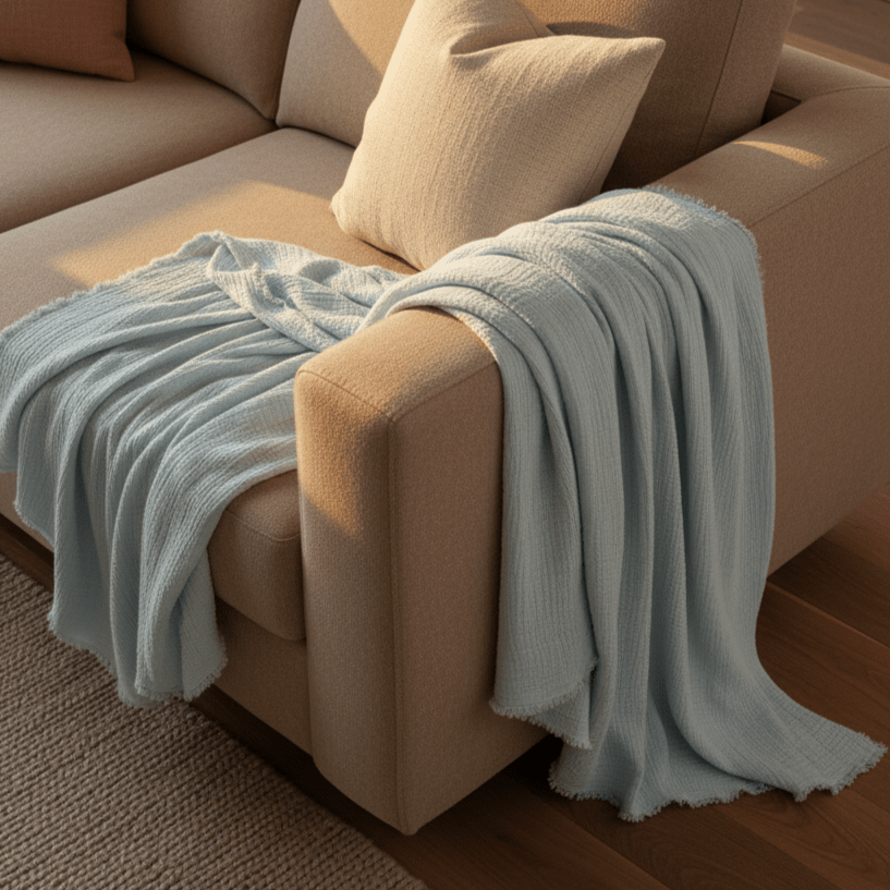 Muslin-teppe 'Dorena' 130x170cm - Blå