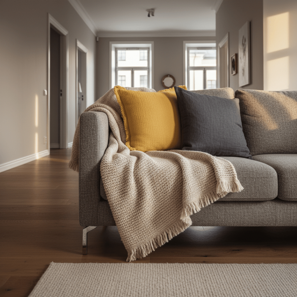 Putetrekk 'Dorena' 45x45cm - Gul