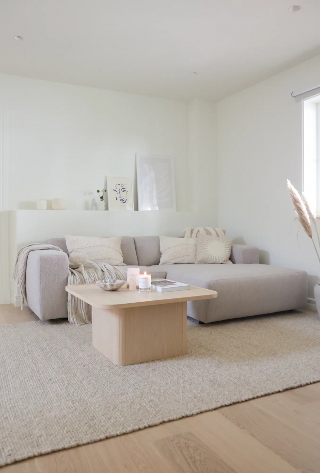 3-seters sofa 'Willard' Sjeselong H - Lys beige