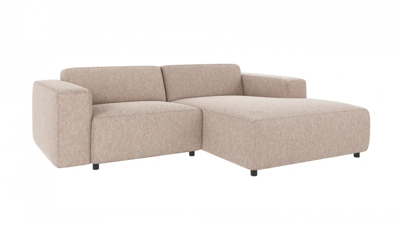3-seters sofa 'Willard' Sjeselong H - Lys beige