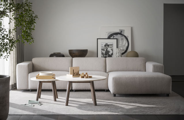 4-seters sofa 'Willard' Sjeselong H - Lys beige