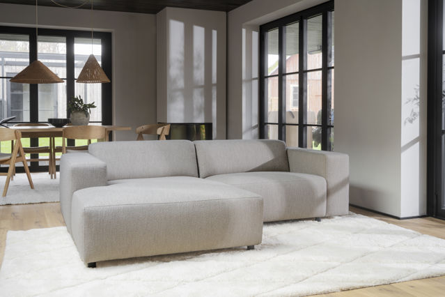 3-seters sofa 'Willard' Sjeselong V - Lys beige