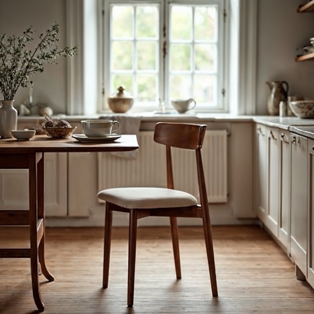 Stol 'Ystad' - Valnøtt/beige