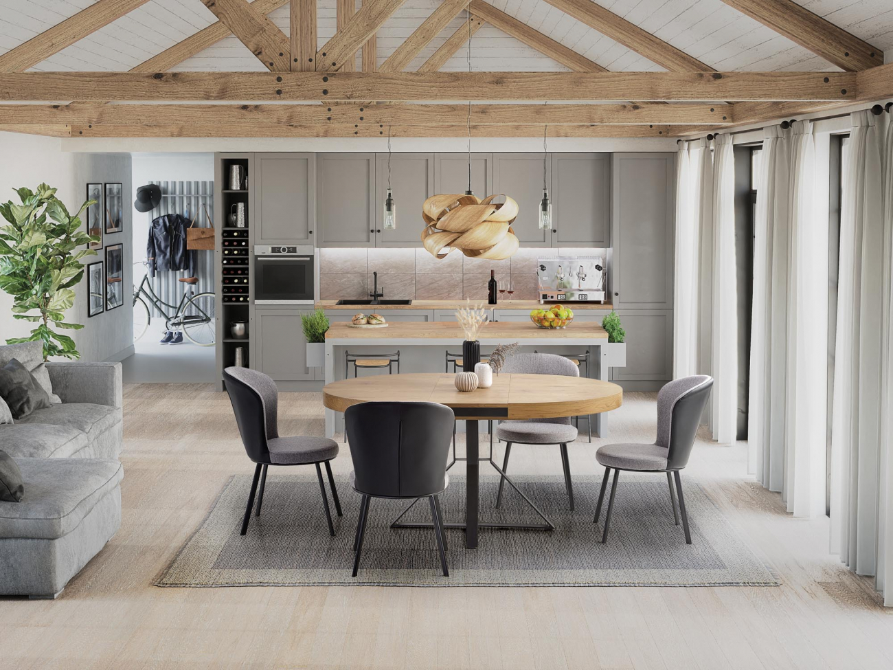 Spisebord 'Mercy' ca 120-160cm - Naturlig