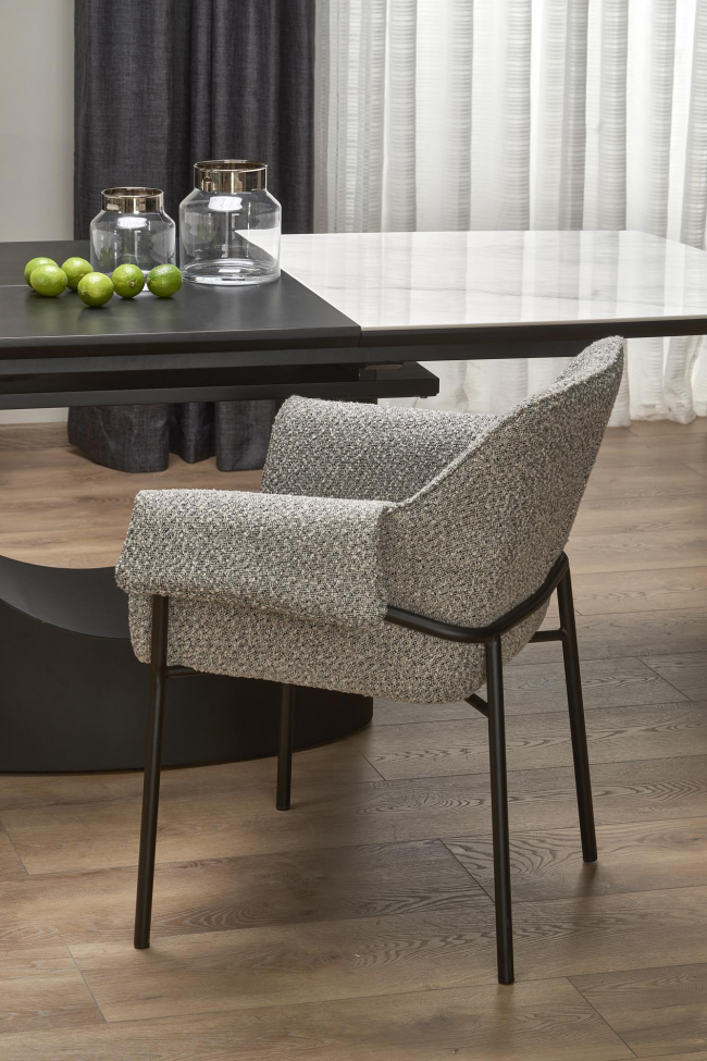 Spisebord 'Osman' 160-220cm - Hvit/svart