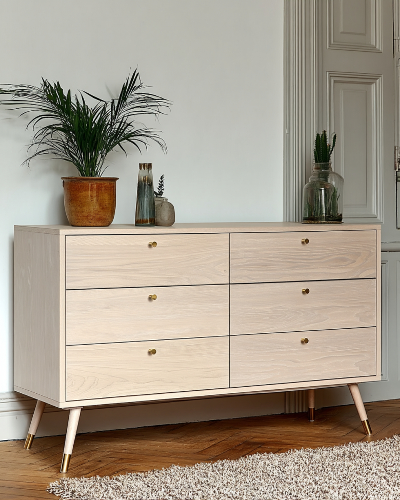 Kommode 'Prime' 6 skuffer - Vit ek