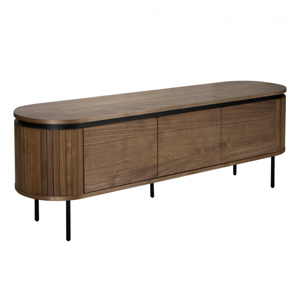 Tv-benk 'Kärra' - Valnøtt/Sort