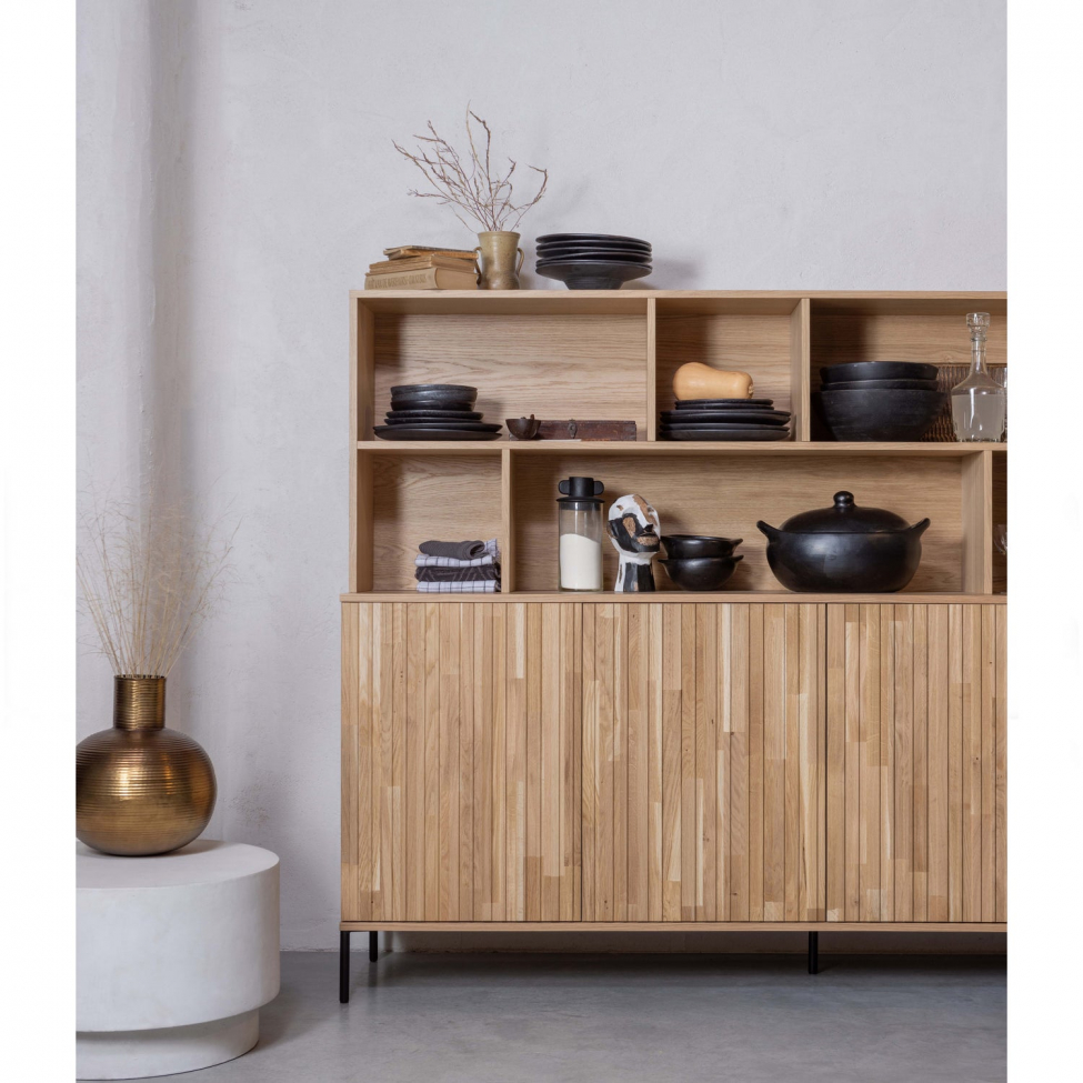 Sideboard 'New Gravure' 200 cm - Ek/Svart