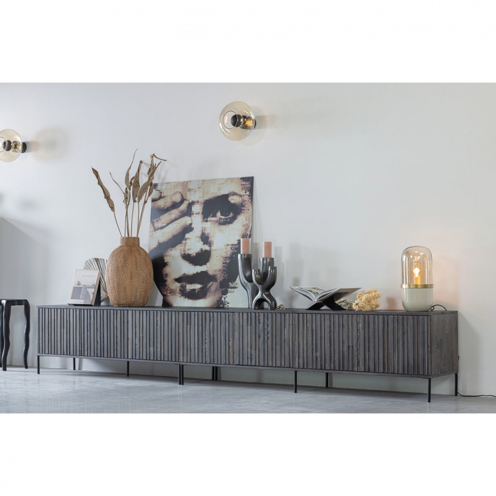 TV-benk 'New Gravure' 100 cm - Mørk brun/Sort