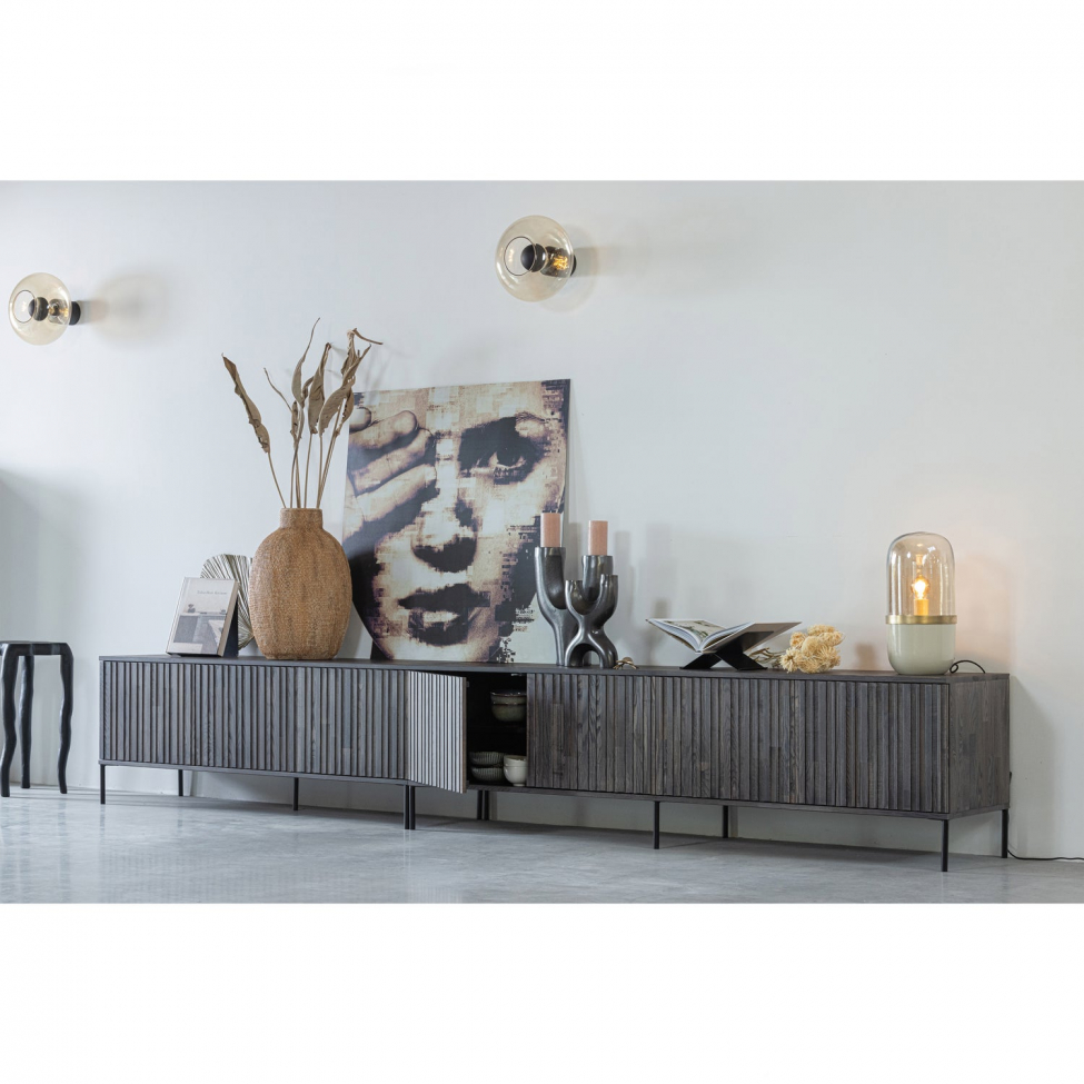 TV-benk 'New Gravure' 150 cm - Mørk brun/Sort