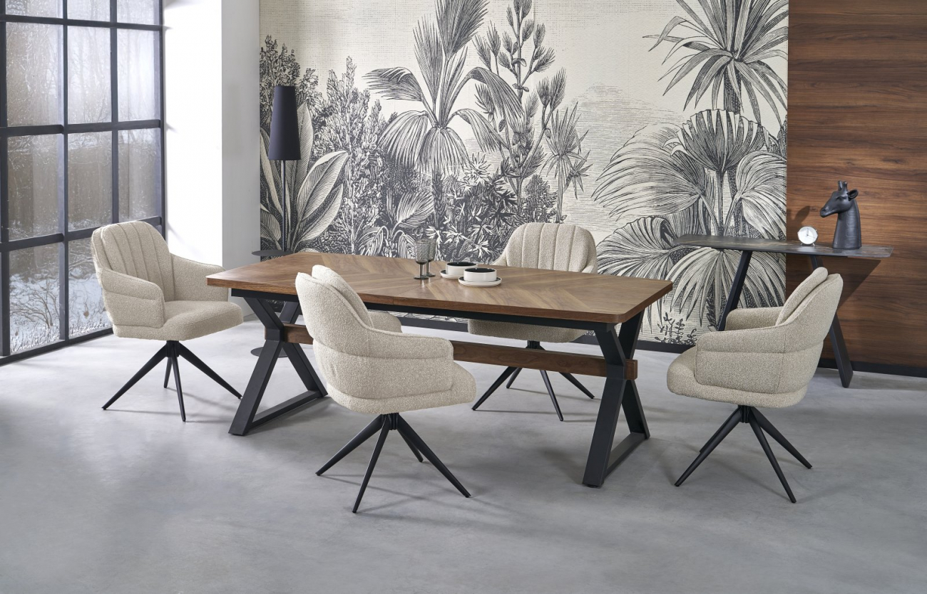 Spisebord 'Baron' 200-350cm - Natur/sort