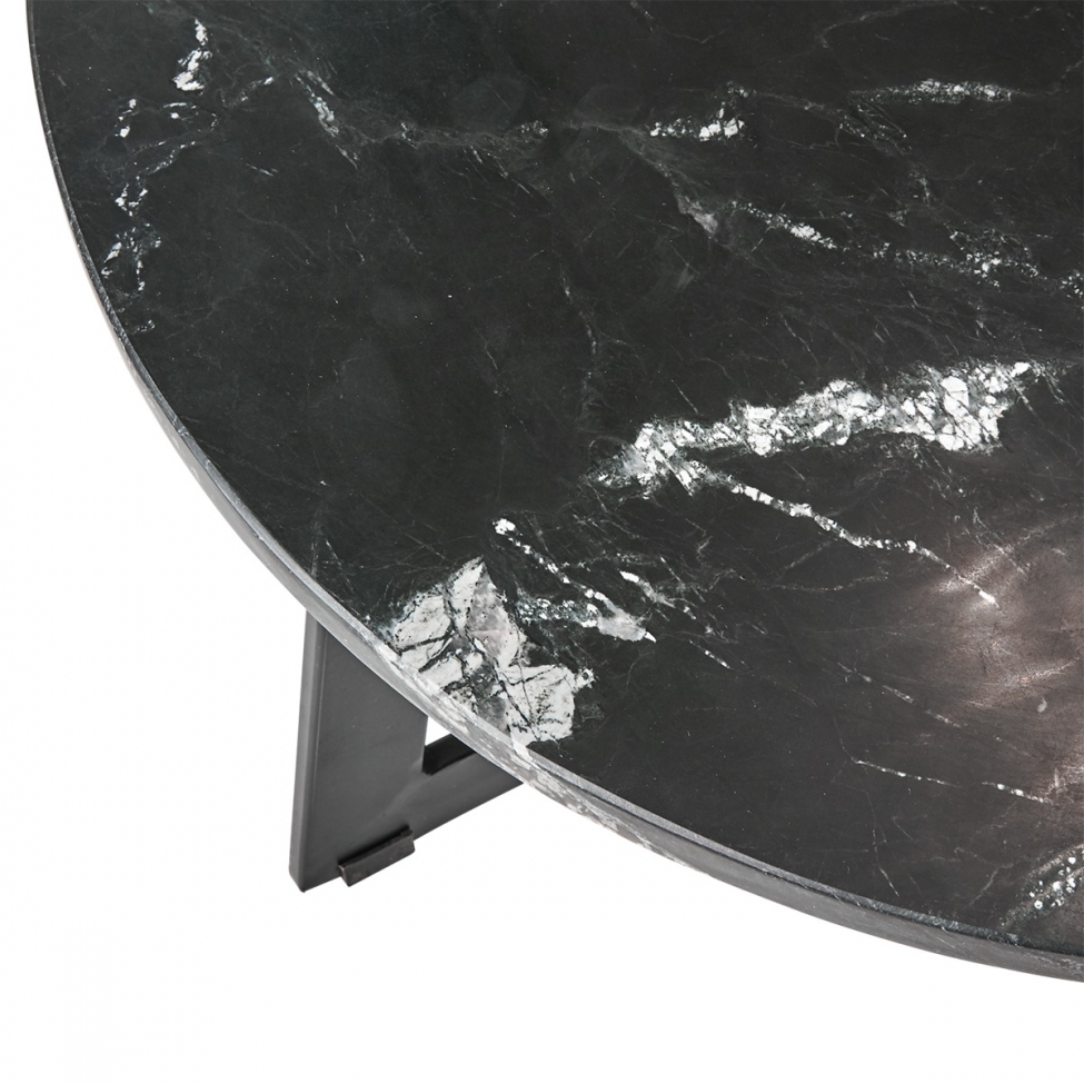 Salongbord 'Milan L' ca 70cm - Sort/marmor