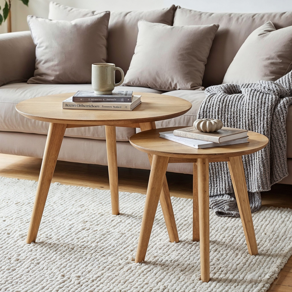 Salongbord Rundt 'Nagano' 2-sett - Eik