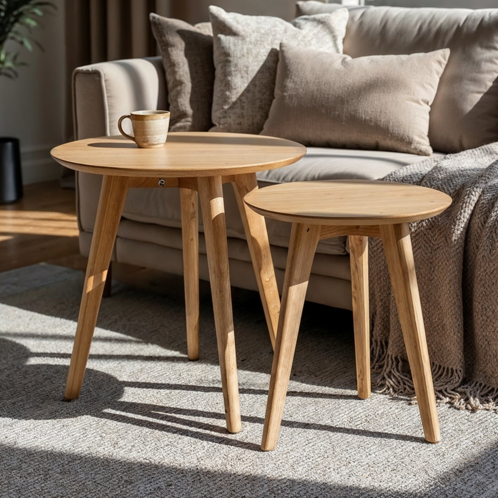 Salongbord Rundt 'Nagano' 2-sett - Eik