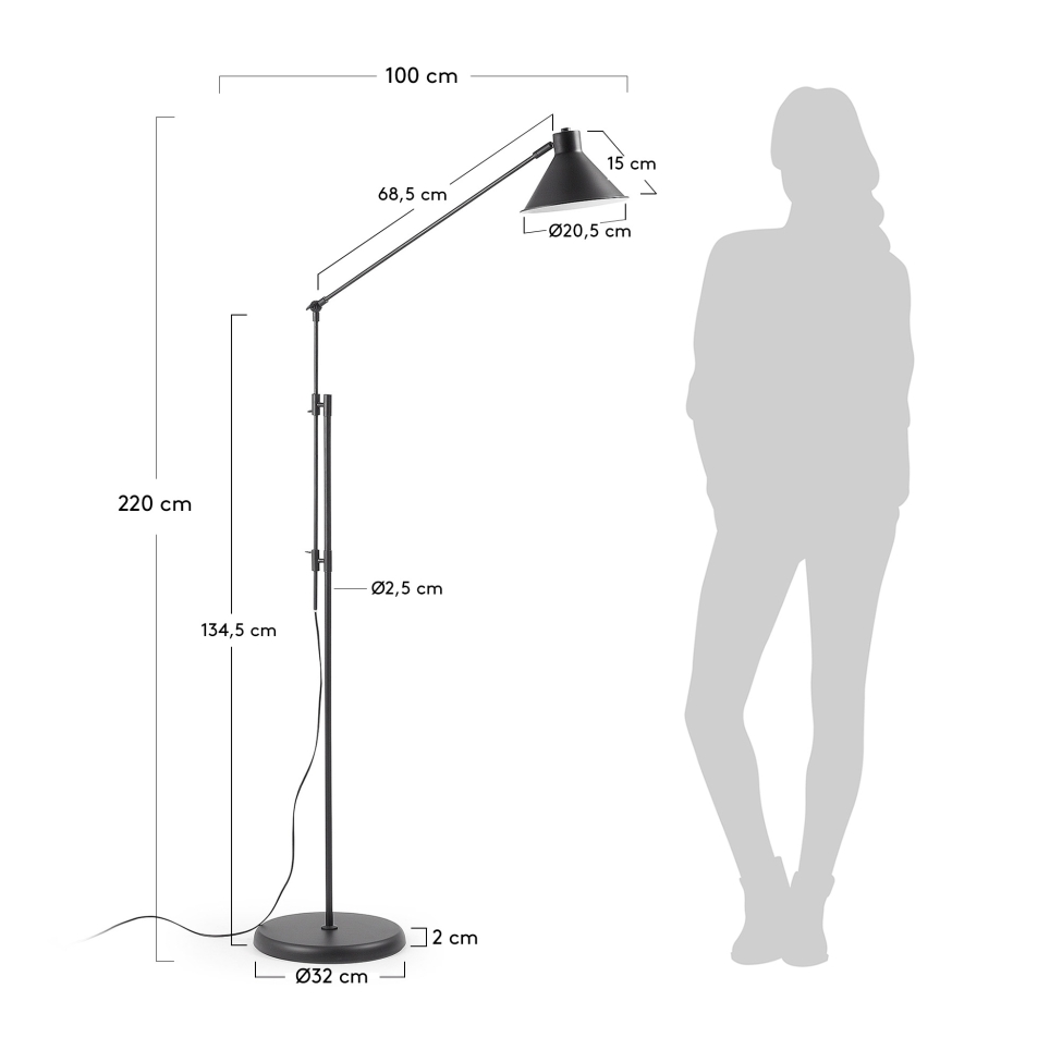 Gulvlampe 'Odine' - Svart