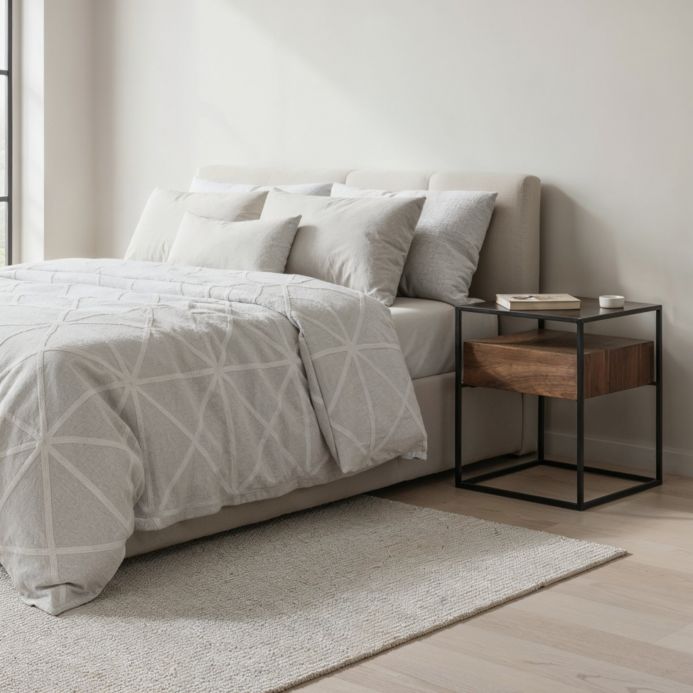 Nattbord 'Detroit' - Valnött/Svart