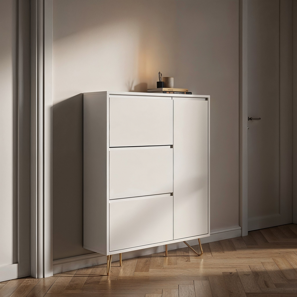 Skoskap 'Elle' - Hvit/Messing