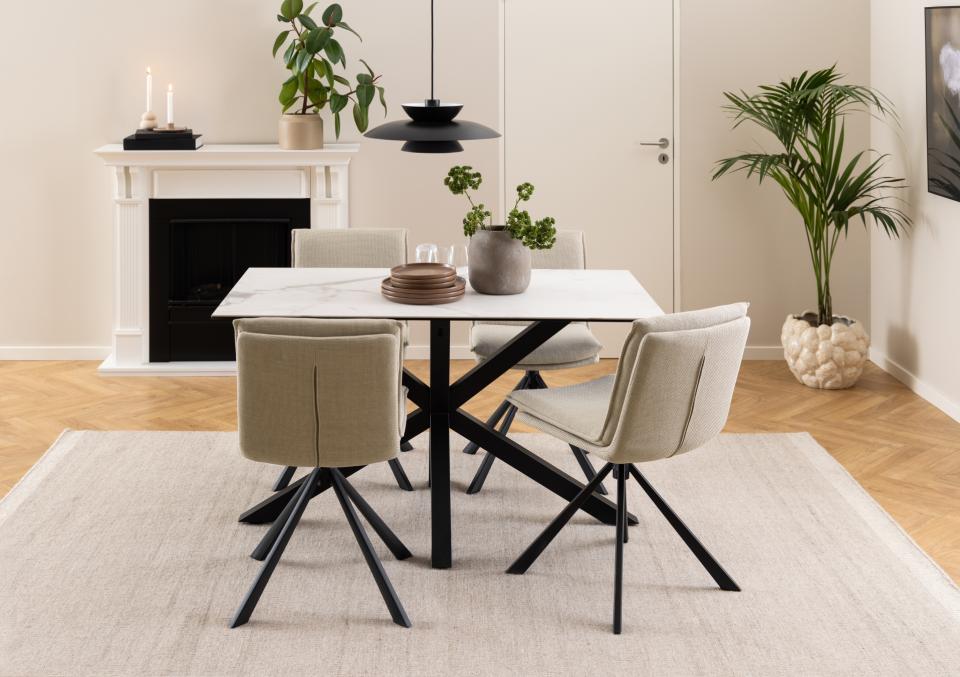 Spisebord 'Heaven' 135x80cm - Hvit/Sort