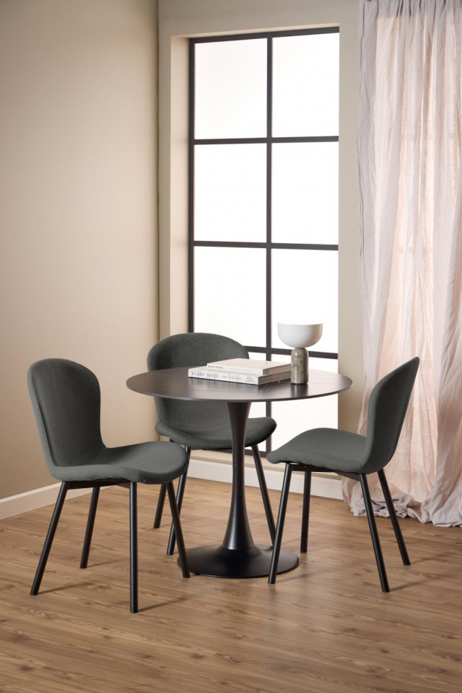 Spisebord 'Malta' Rundt 90x75cm - Sort