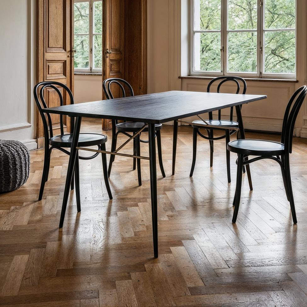 Spisebord 'Lux' 160x90cm - Svart/Messing