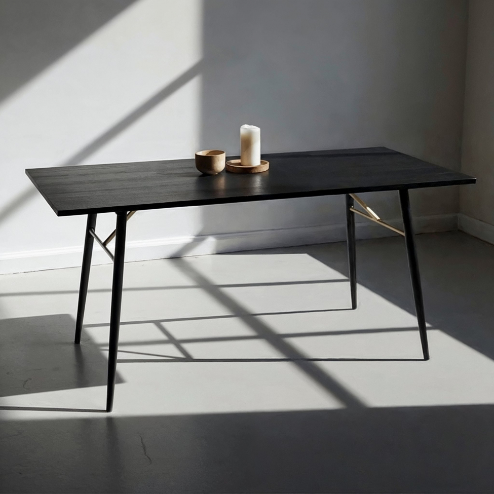 Spisebord 'Lux' 160x90cm - Svart/Messing