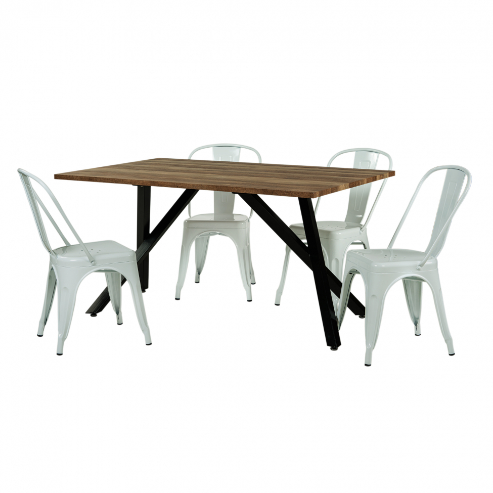 Spisegruppe 'Rustic Montmartre' - 1 bord og 4 stoler